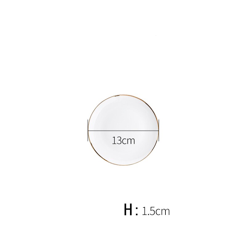 Simplicity Golden Edge Ceramic Plate Household Dining Table Steak Dinner Plate Dessert Salad Dishes Luxurious Tableware Set: A-13x13x1.5cm