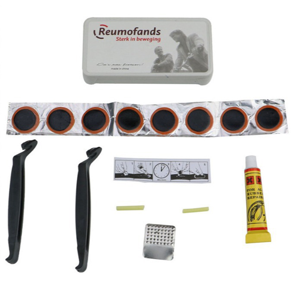 Kit de reparación de neumáticos de bicicleta, caja de reparación de parches de goma, herramientas de parche de neumáticos portátiles, Kit de reparación, herramientas de reparación de tubo interior de bicicleta