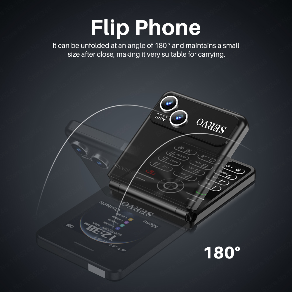 SERVO iP15 Flip 4 SIM carta Flip Telefono cellulare Registrazione automatica delle chiamate Quadrante di velocità Magia voce lista nera Radio Tipo-C Cellulare pieghevole