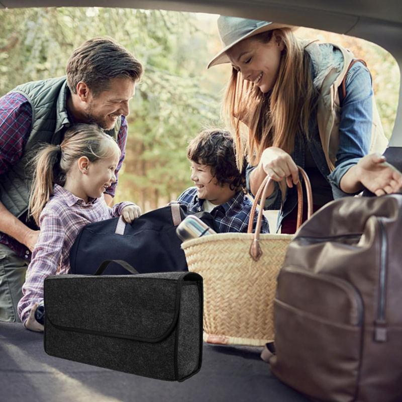 Organizador de maletero de coche, bolsa organizadora de coche, compartimento plegable antideslizante gris, herramienta organizadora de almacenamiento, accesorios para coche,