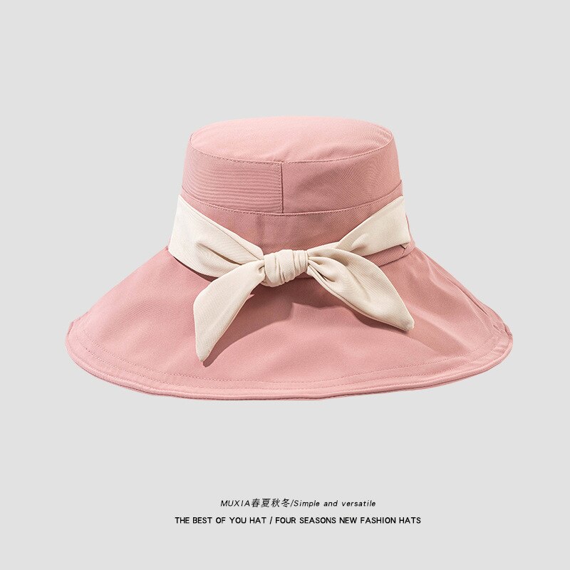 Vrouwen Vlinderdas Emmer Hoed Voor Dames Reizen Strand Zonnehoed Casual Brede Rand Visser Cap Zomer Lente Vouw zonnehoed: pink