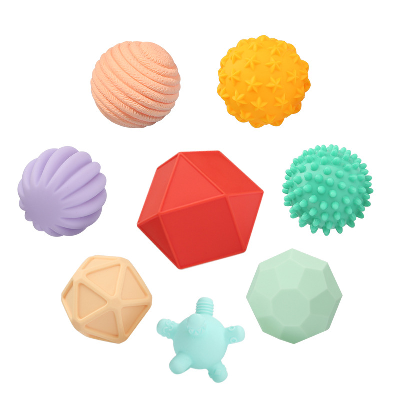 Neue Kinder Ball Strukturierte Multi DevelopTactile Sinne Spielzeug Baby Touch Hand Beißring Ball Training Massage Weichen Stress Bälle: 8pcs-TJ248