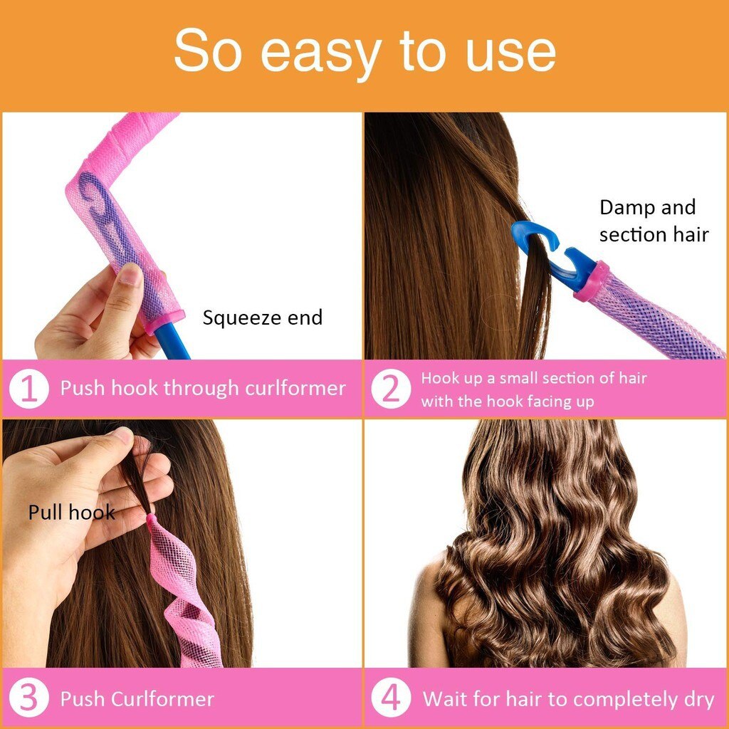 Hair Rollers Snail Shape Not Waveform 75CM 18Pcs 4 Sticks Spiral Round Curls Hair Curler Soft Hair Curler Bendy Hair Rollers DIY