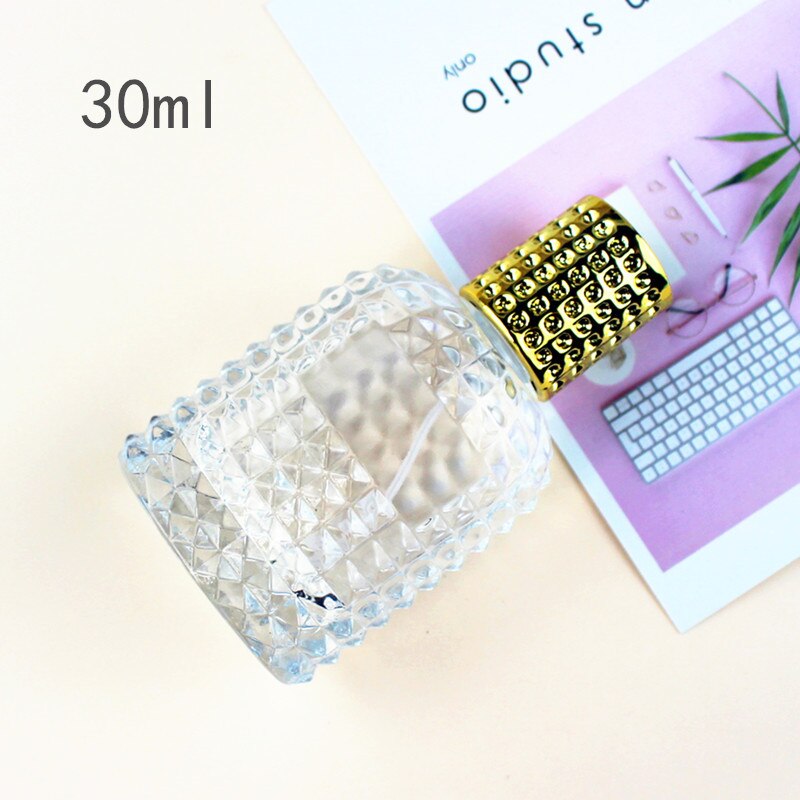 30ml 50ml 100ml Clear Glass Spray Bottle Frosted Square Glass Perfume Bottle Cosmetic Packaging Bottle Vials: 30ml gold