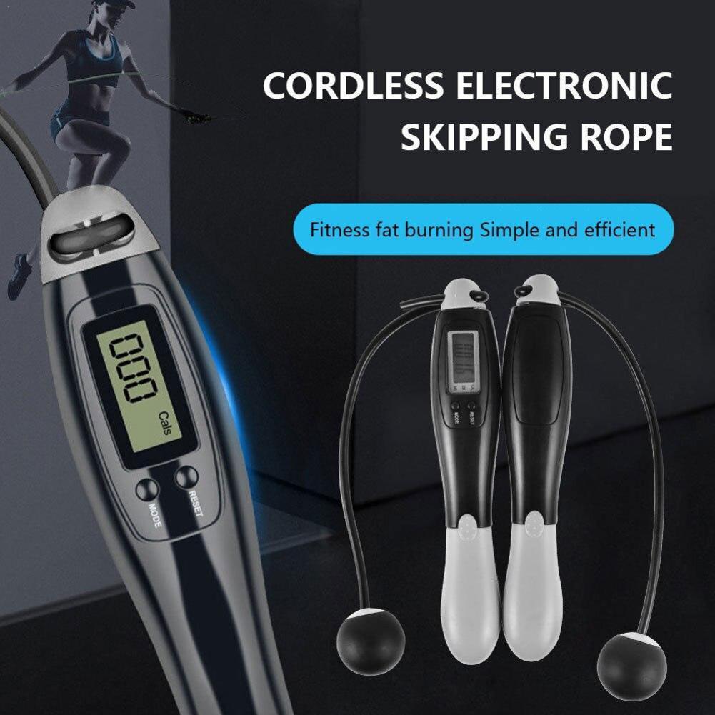 Cuerda de saltar electrónica inalámbrica para Fitness, comba inteligente con pantalla LCD, contador de velocidad