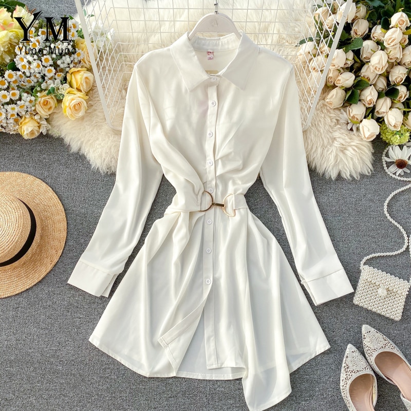 YuooMuoo Chic Turn-down Collar Shirt Dress Women S... – Grandado