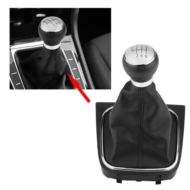 6 Speed Car Gear Shift Knob Lever Stick Gaitor Boot Cover for Golf 6 MK5 MK6 Jetta 2005