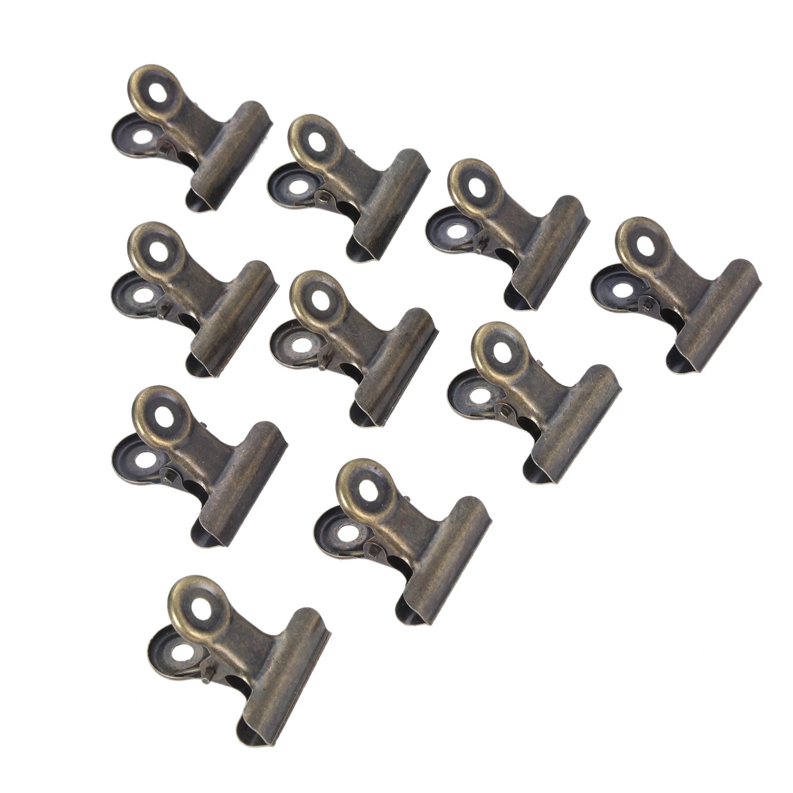 10Pcs Metal Round Grip Clips Bulldog Clip Ticket Paper Stationery Clip For Tags Bags Document Binder Clip Photo Clamp 32x30mm: Antique Bronze
