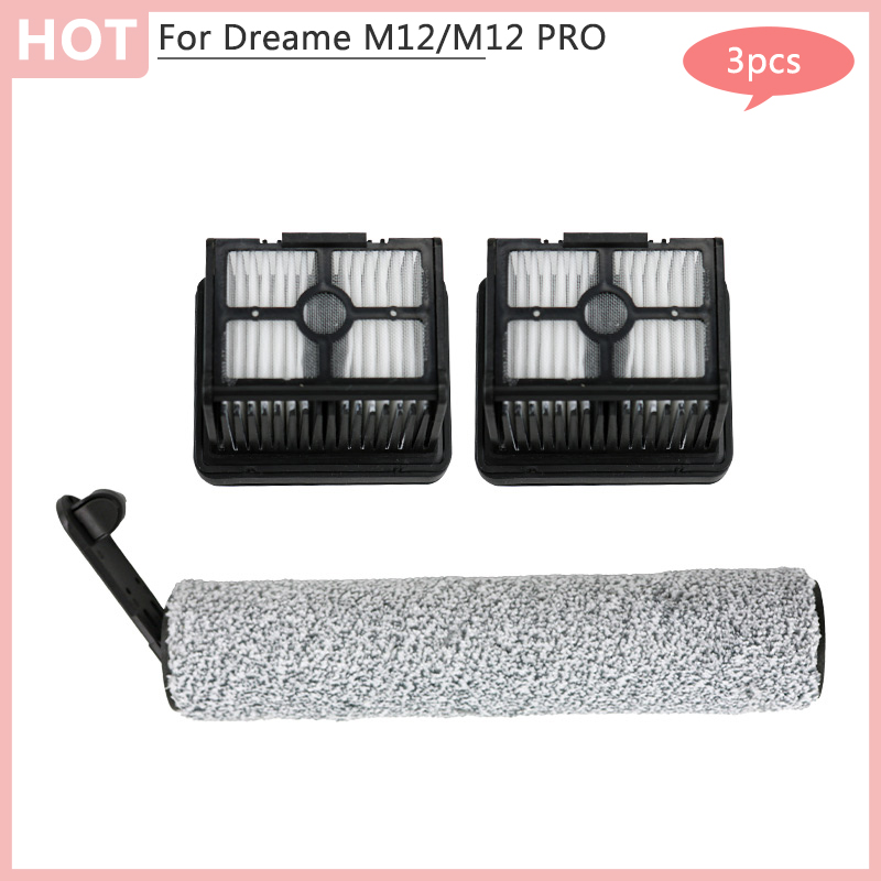 Replacement Scrubber brush Spare Parts For Dreame M12 H12 M12 PRO Robot Vacuum Cleaner Hepa Filter Road Washing Machine Home App: light yellow