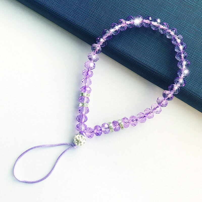 JONSNOW 13cm Length Mobile Phone Strip Bling Diamond Lanyard for iPhone Samsung Huawei Xiaomi Phone MP3 Wrist Rope Crystal: Light Purple