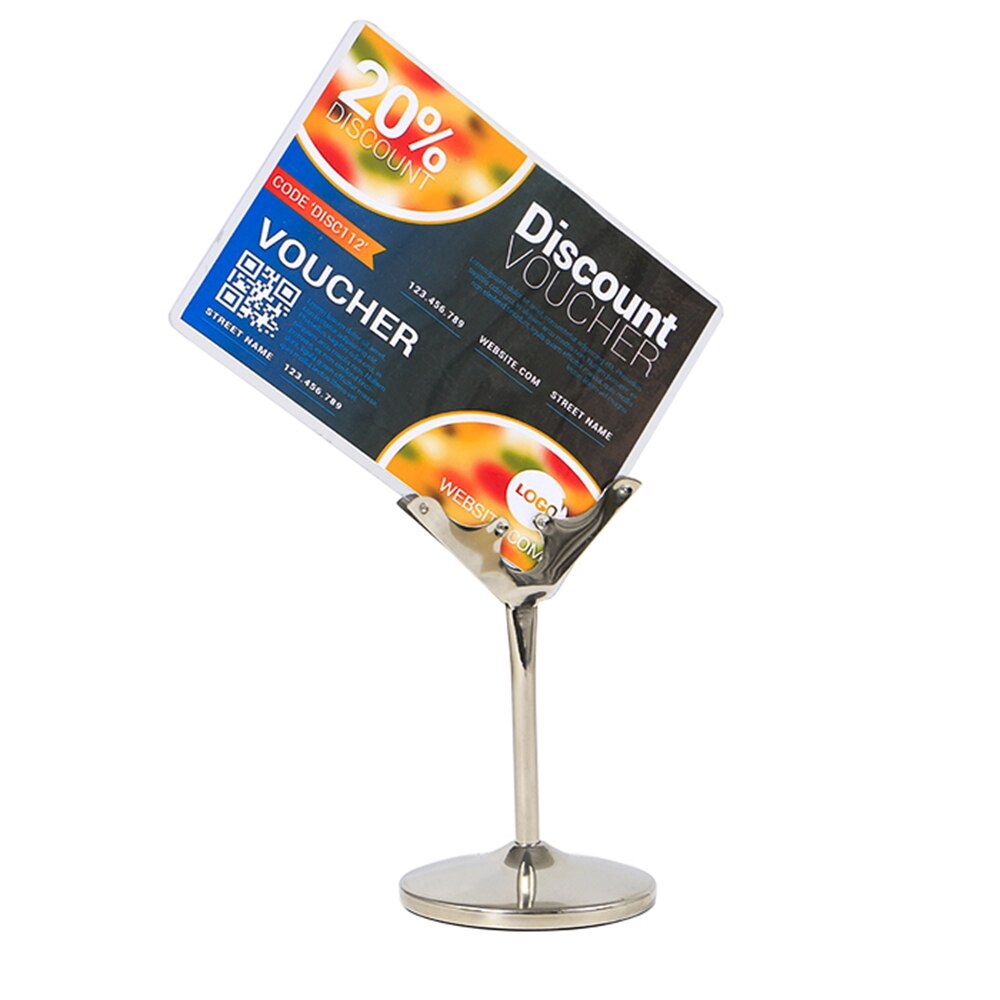 Fishtail Card Snap Label Holder Name Card Display Rack Sign Clip Table Stand Signage Desktop Rack Price Talker Silvery Metal POP