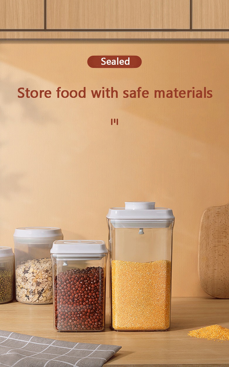 Airtight Food Storage Containers with One Key Press to Seal Lids Waterproof and stackable Suitable for storing flour, nuts, etc.