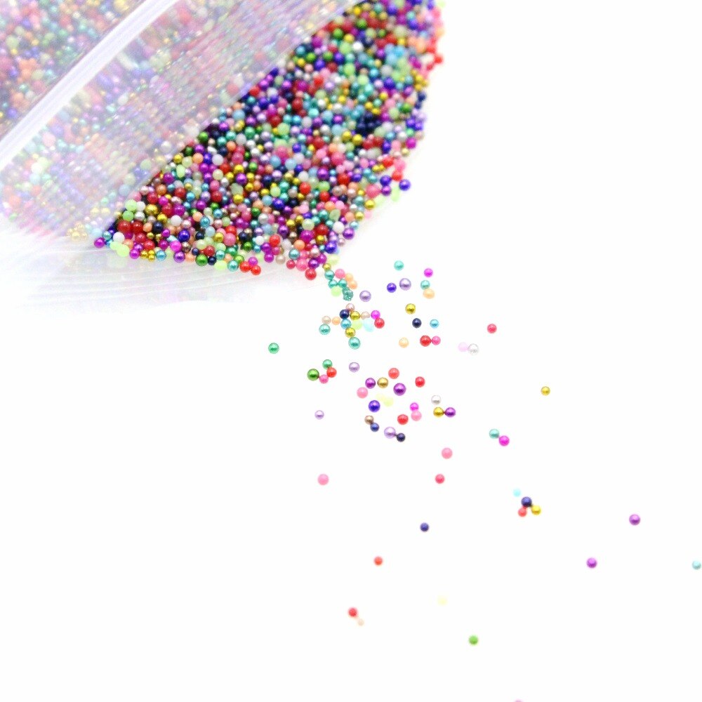 50g små glasperler ting ab gennemsigtige mini runde dekorationer til diy harpiks håndværk blandede farve kaviar perler negle tilbehør