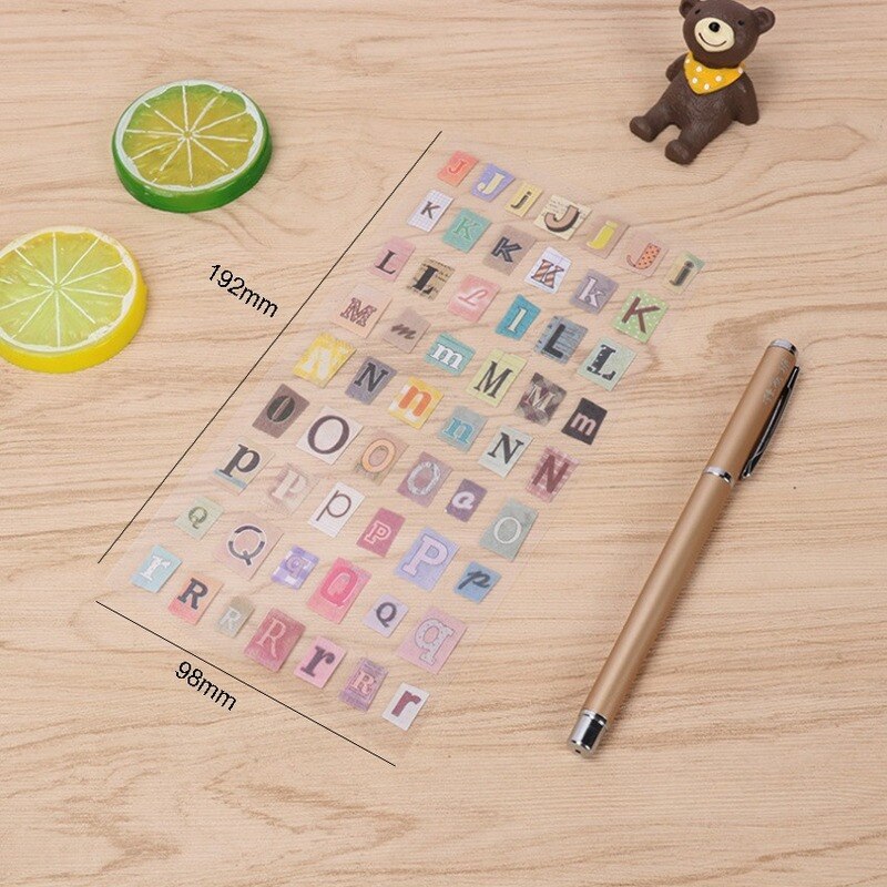 Autocollant rétro Alphabet anglais numéro, étiquette Scrapbooking, décorative, faite à la main, pour Album journal intime, DIY bricolage, 6 feuilles/lot