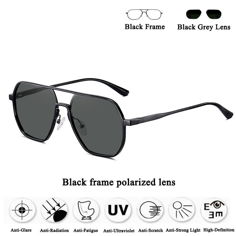 Sunglasses Men Polarized UV400 Mens Sun Glasses Vintage Aluminum Magnesium Gafas De Sol Hombre Polarizadas Marca: Black polar lens