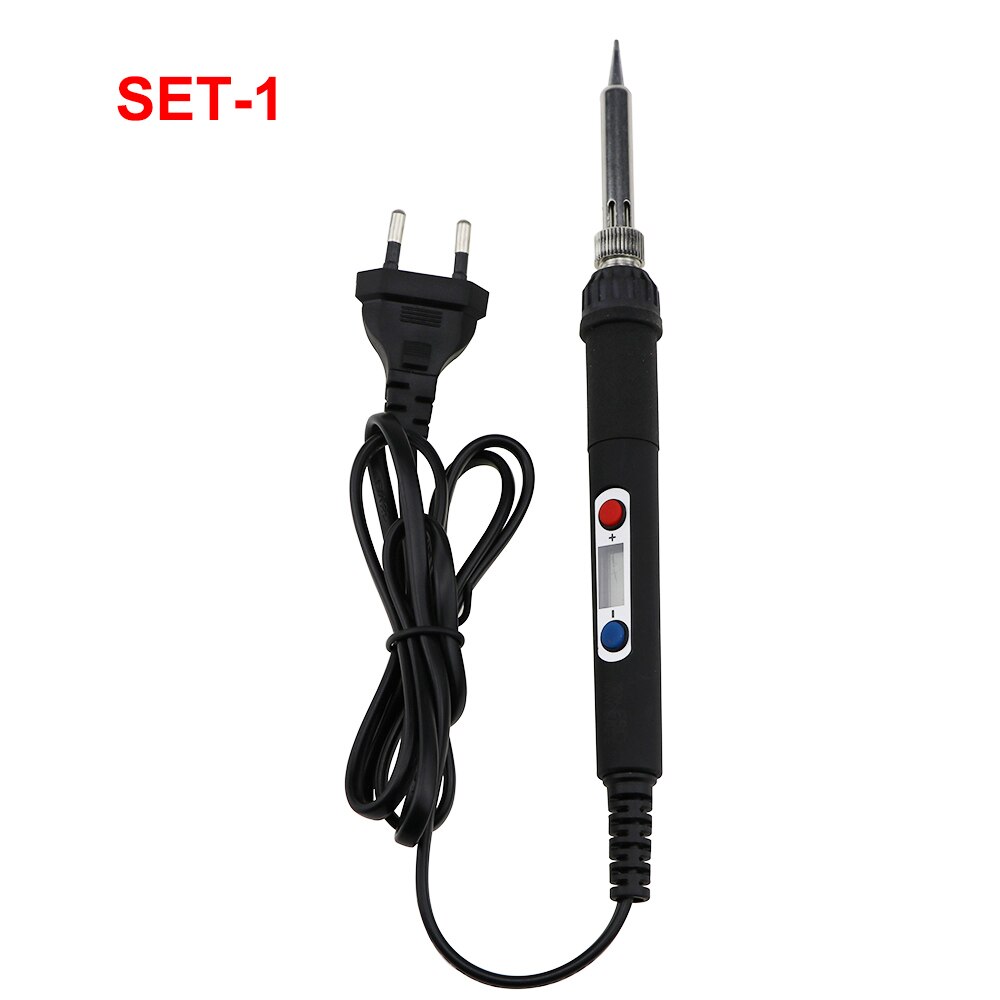 60W Solder Iron LCD Digital Display Adjustable Temperature Electric Soldering Iron 220V Welding Rework Repair Tools EU Plug: 220V EU Plug / SET-1
