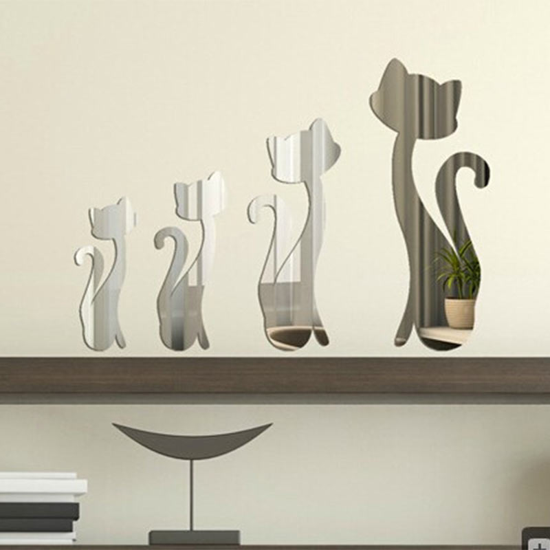 Silver DIY Acrylic Mirror Wall Stickers Love Hearts For Living Room Bedroom Home Decals DIY Acrylic Decoration Wall Stickers: J3890