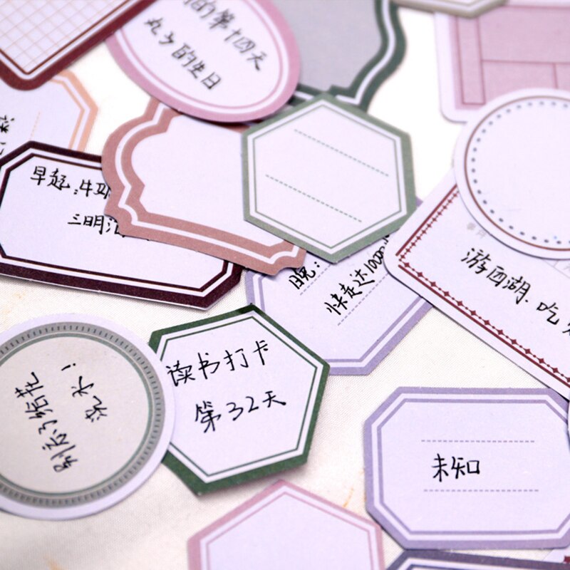 50Pcs/pack Vintage Writable Note Sticker Pack DIY Decorative Scrapbook Adhesive Labels Stickers Flakes Journal Supplies