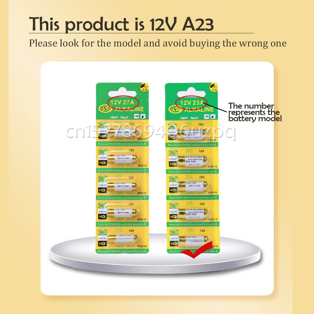 100pcs/Lot Alkaline Battery 12V 23A 23GA 21/23 A23 A23S E23A EL12 MN21 MS21 V23GA MN21 L1028 RV08 GP23A K23A For Doorbell remote