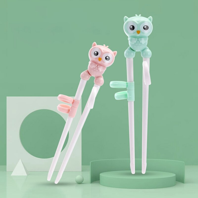 1 Paar Leuke Baby Leren Training Eetstokjes Cartoon Uil Kinderen Praktijk Eetstokjes Keuken Accessoires Voor Voeden