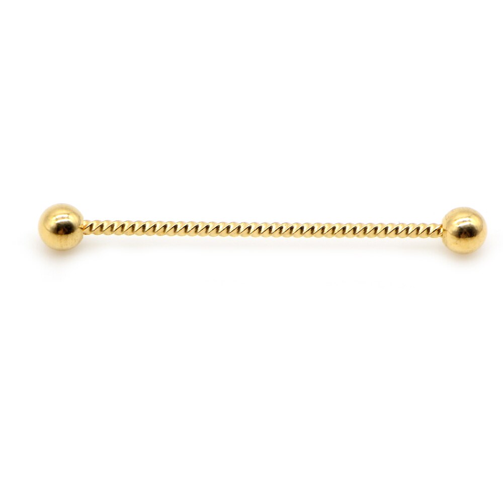 14G 1pc Stainless Steel Industrial Barbell Earrings Twisted Matte Rainbow Ear Cartilage Helix-Conch Piercing Jewelry: Style B-Gold