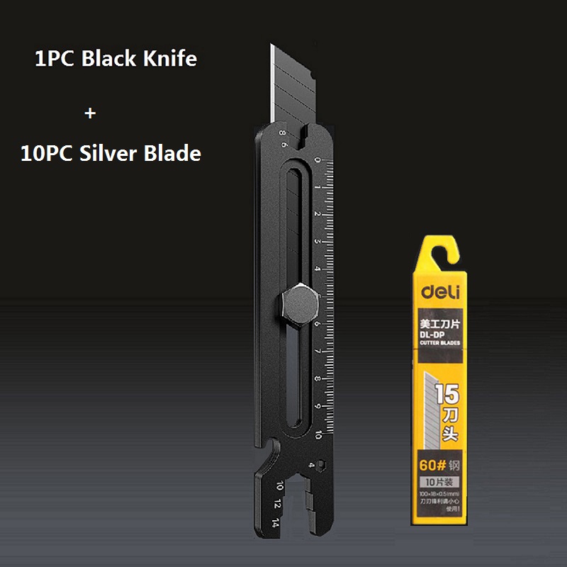 Mes Roestvrij Staal, 4 In 1 Multifunctionele Afbreeksleutel Van Industriële , 18Mm Zware Lederen Behangsnijder: Bruin