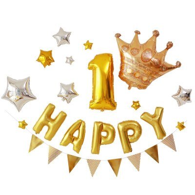 Gelukkige Verjaardag Brief Ballon Decoraties Een Kroon Ballon Popcorn Ballon Decoratie Anniversaire Baby Shower Meisje Feestartikelen: Birthday Set 3