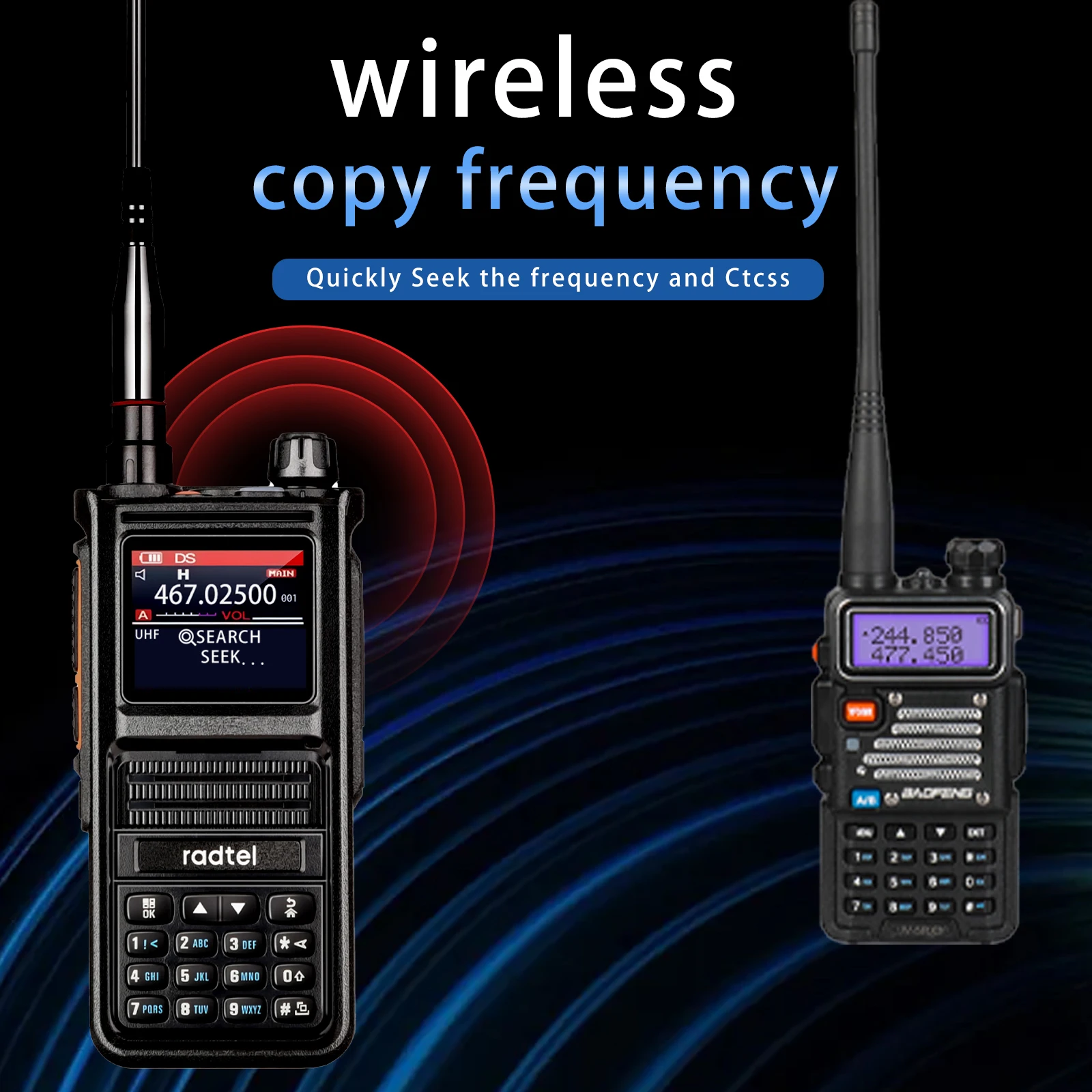Radtel RT-470X Plus Bluetooth Ham Walkie-Talkies 256CH Air Band Dwukierunkowa stacja radiowa Lotnictwo NOAA Police Marine Transceiver