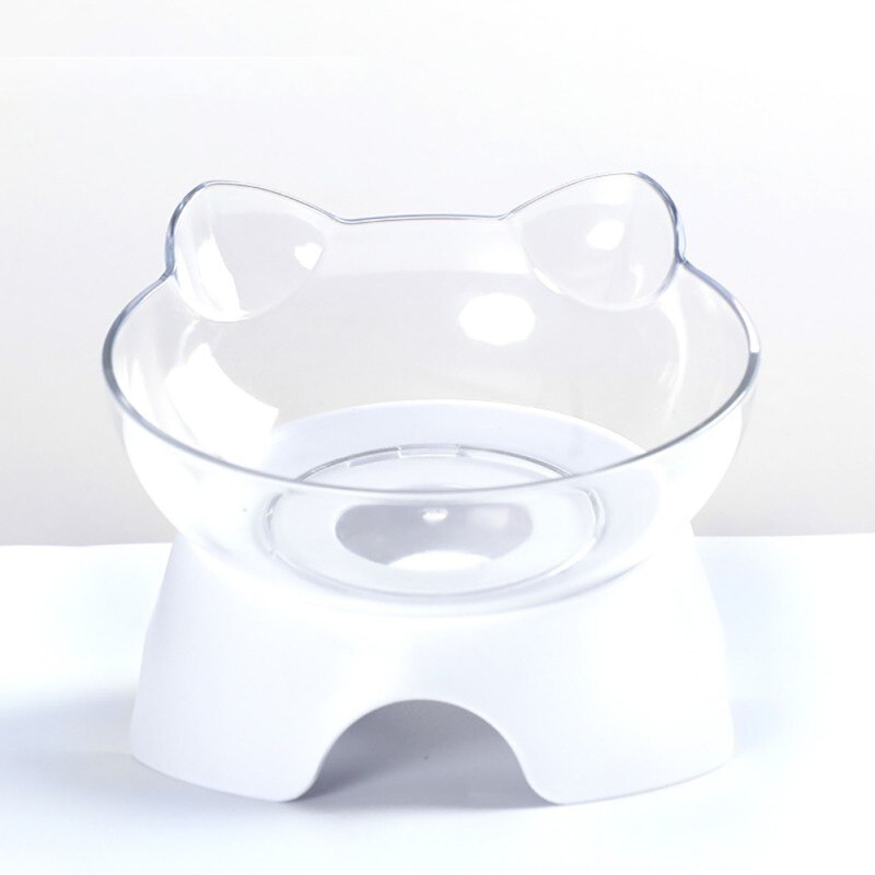 Pet Ciotole del Gatto con il Basamento antiscivolo Doppio Gatto Ciotola di Acqua Cibo Feeder Trasparente Cat Ear Forma Arrotondato per cucciolo di Cane Accessori: Single bowl