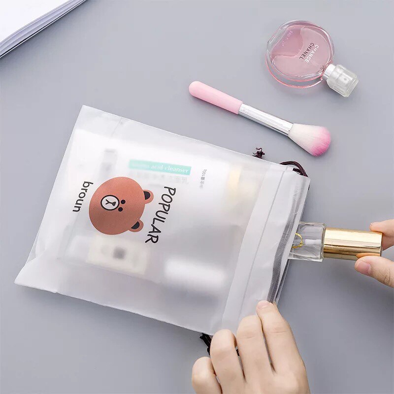 Transparent Waterproof Drawstring Bag Wash Pouch Cartoon Travel Luggage Bags Clothes Storage Shoe Organizer Cosmetic Pocket