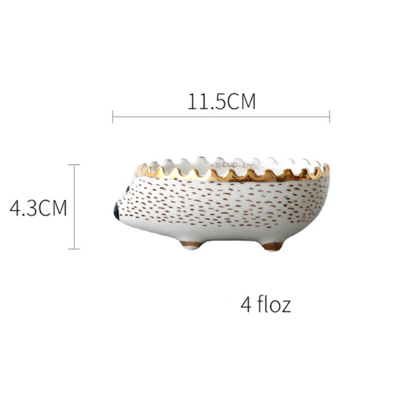 Cuenco de cerámica nórdico con forma de erizo para niños, tazón de sopa, ensalada, postre, fruta, contenedor, taza medidora de animales de dibujos animados: S