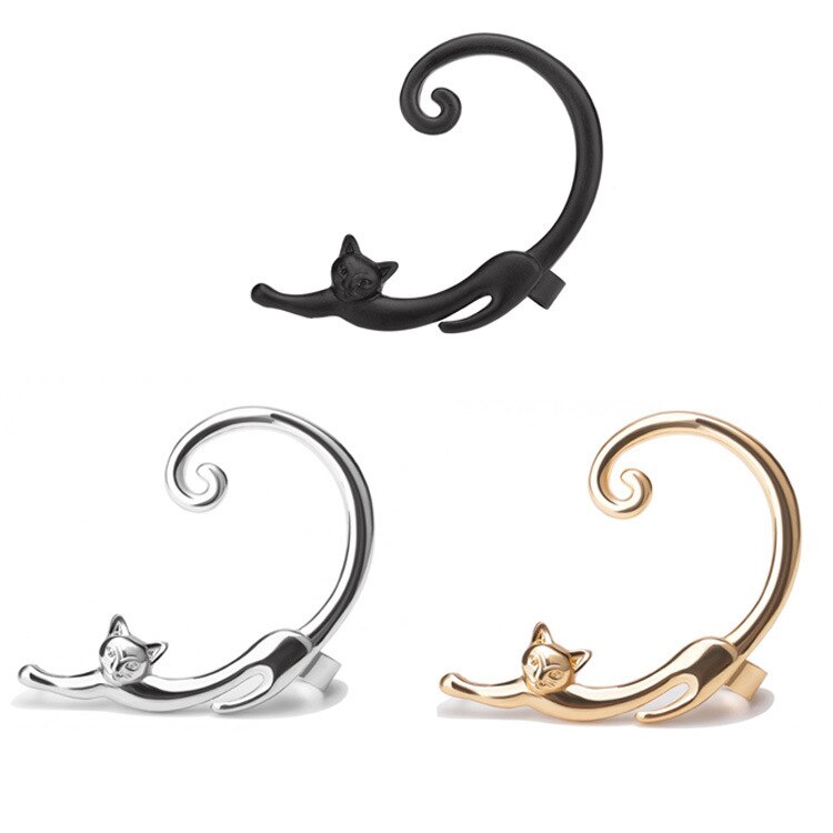 Pendientes de Clip con forma de gato para mujer, aretes con Clip, Orecchini, joyería de