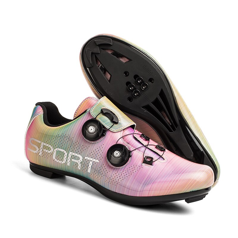 Unisex sports road bike shoes women's outdoor mountain bike sneakers men's non-slip rotary button sports bike shoes