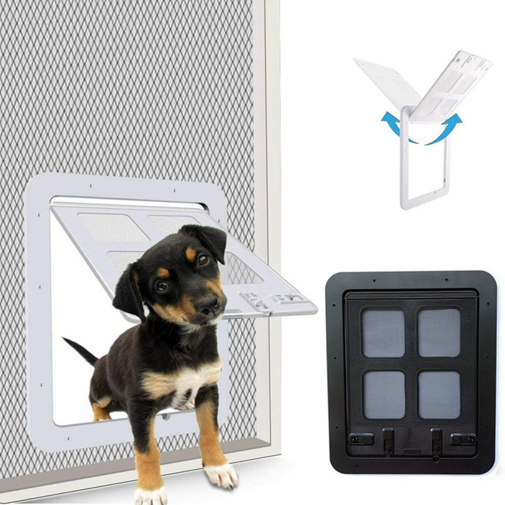 Pet Screen Door Automatic Lockable Screen Dog Door Window Security Flap Gates Pet Tunnel Dog Fence Free Access Door For Home