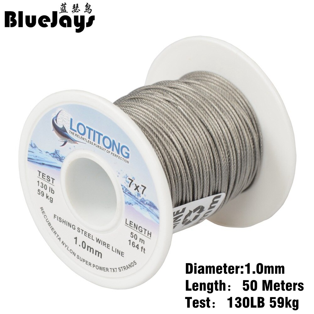 Super Power 70LB-368LB Vissen Staaldraad Lijn 7X7 Strengen Trace Coating Draad Leider Coating Jigging Draad Lood Vis jigging Lijn: 1.0mm 50 meters