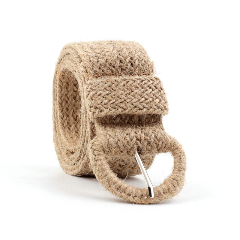 Geweven Vrouwen Riem Gevlochten Riem Voor Vrouwen Kaki Casual Bohemian Stijl Henneptouw Wax Vlas Linnen Riem 109Cm: Default Title