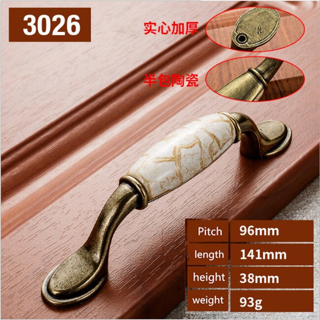 Ceramic Handles for Kitchen Cupboards Cabinet Door knobs Drawer Pulls Antique Furniture Handles Marble Vein Knobs and Handles: 3026-96mm