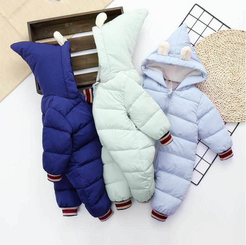 Baby Jongen En Meisje Kleding Warm Winter Down Jas Een Stuk Hooded Down Katoen Een Stuk Romper Kruipen pak Baby Een Stuk