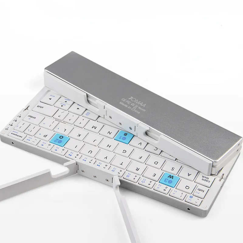 Jomaa Opvouwbaar Bluetooth-toetsenbord Oplaadbaar toetsenbord Mini opvouwbaar draadloos toetsenbord Aluminium toetsenbord met standaard voor telefoon