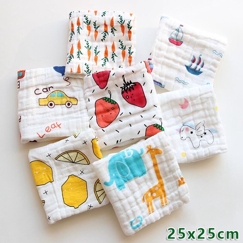 6 -kerroksinen puuvillaharso vauvan pehmeä neliömäinen kasvopyyhe pesuliina nenäliinat vauvan vauvan ruokinta sylkipyyhkeet 25*25cm satunnainen 1pc