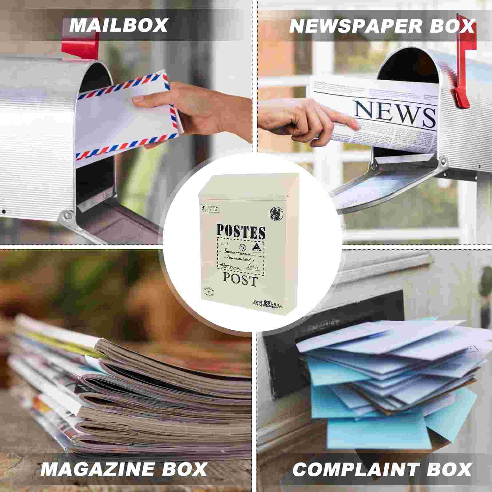 Locking Letter Box Vintage Mailbox Wall Mount Postal Letter Box Newspaper Box