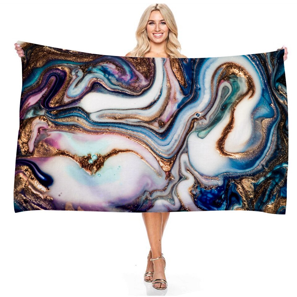 Zwemmen Handdoek Stof Zand Gratis Multifunction Strand Handdoeken Gradiënt Marmering Patroon 3D Digital Print Beach Quik Droog Microfiber: 6 / 140x180cm