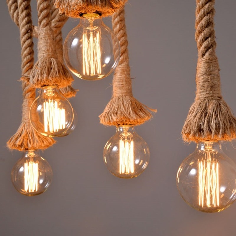 Vintage 1/2/3/4/5m lange hamp reb retro loft enkelthoved dobbelthoveder industrilys hængelampe vedhæng edison lampe