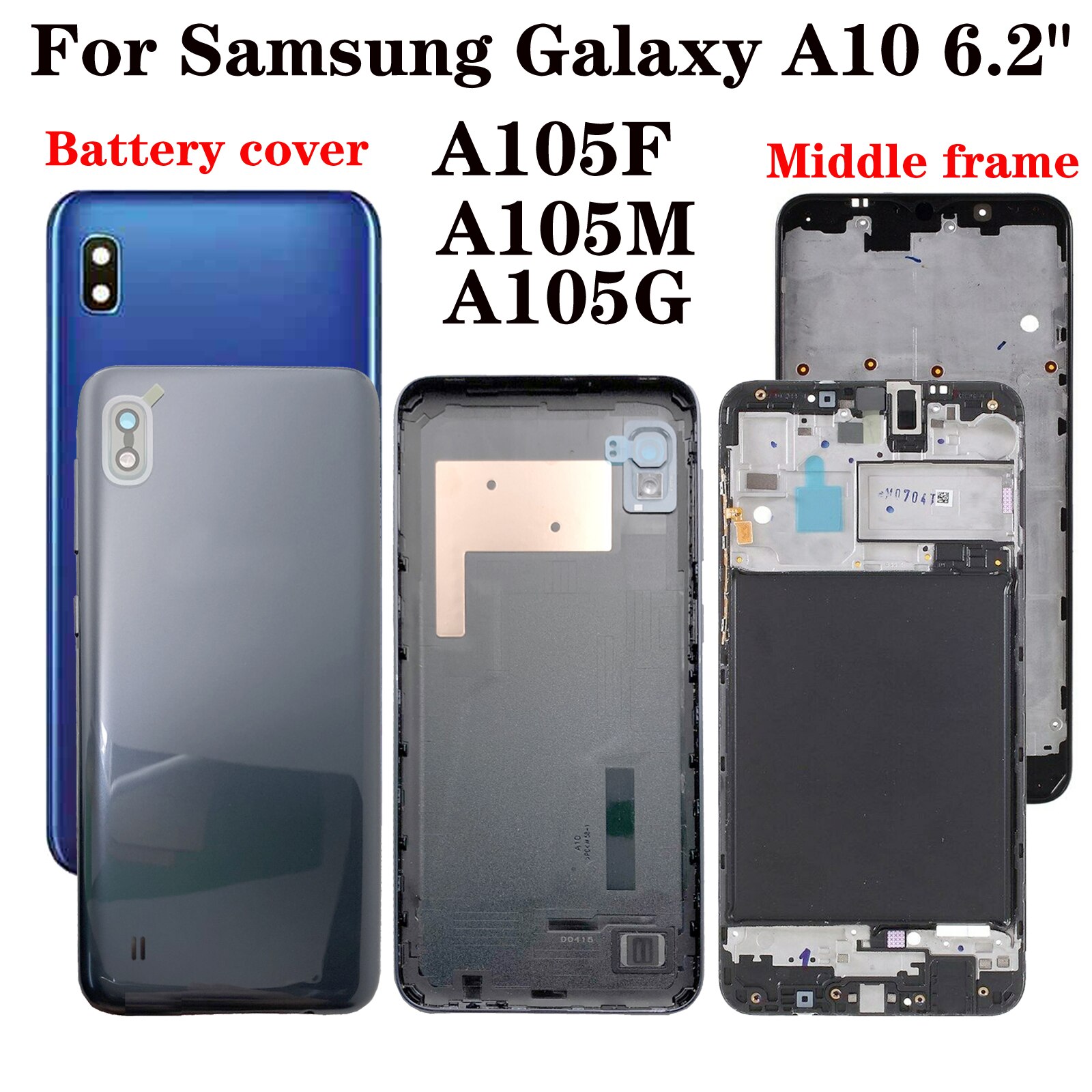 Shyueda 100% Orig Voor Samsung Galaxy A10 A105F A105G A105M 6.2 "Rear Terug Behuizing Batterij Cover Voor Midden frame