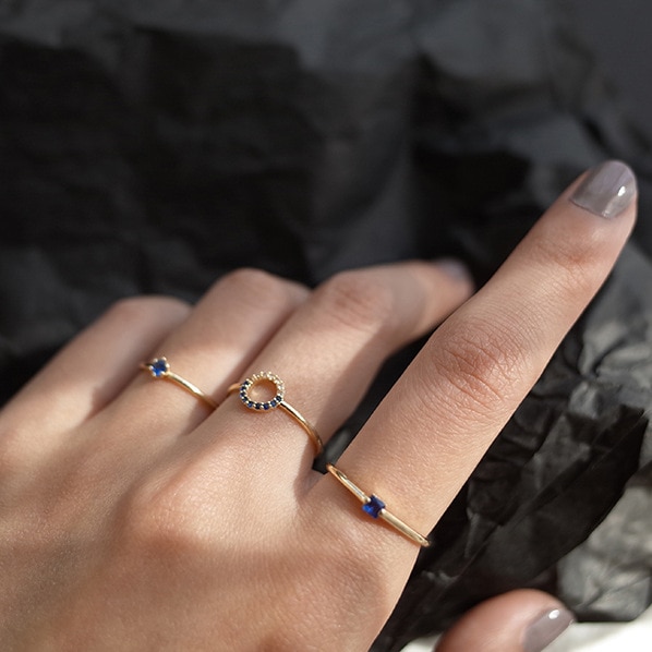 925 Sterling Zilver Ring - Blauwe Zirkonia Kristal - Goudkleurig - Verstelbaar Koreaanse Stijl - Dames Sieraden