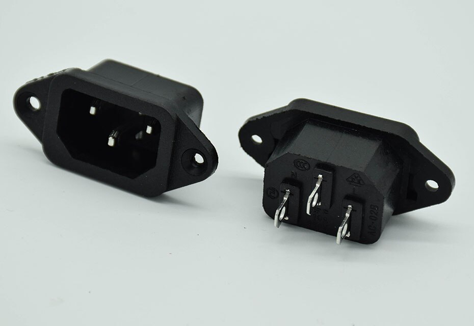 5 Pcs/lot IEC 320 C14 3Pins Male Plug Panel Power Inlet Sockets Connectors AC 250V 10A