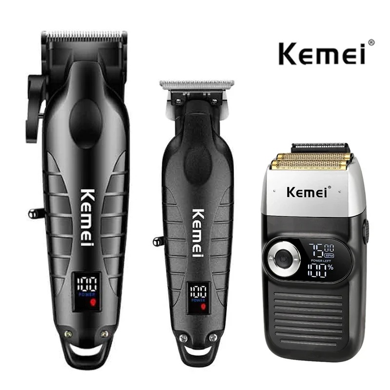 Kemei KM-2293 Km-2290 Km-2026 nueva cortadora de pelo con pantalla LCD cortadora de pelo eléctrica afeitadora hombres Máquina para cortar cabello para salón