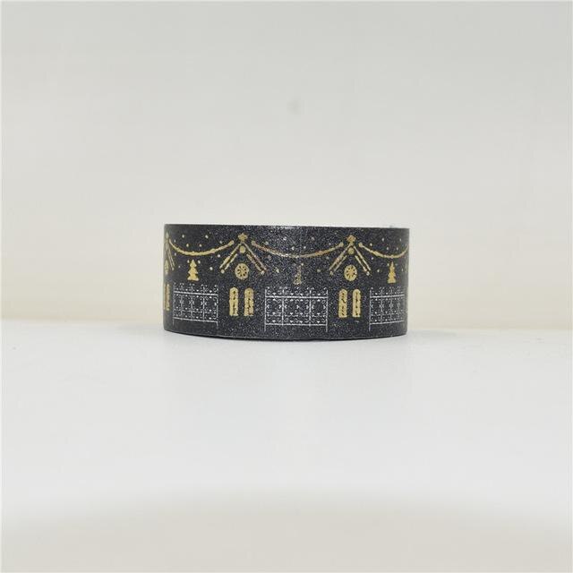 1PC 15mm*5m Golden Silver Stars Washi Tape Album Scrapbook DIY Custom Adhesive Tape Office adhesive Sticker Masking Washi Tape: Gold 4