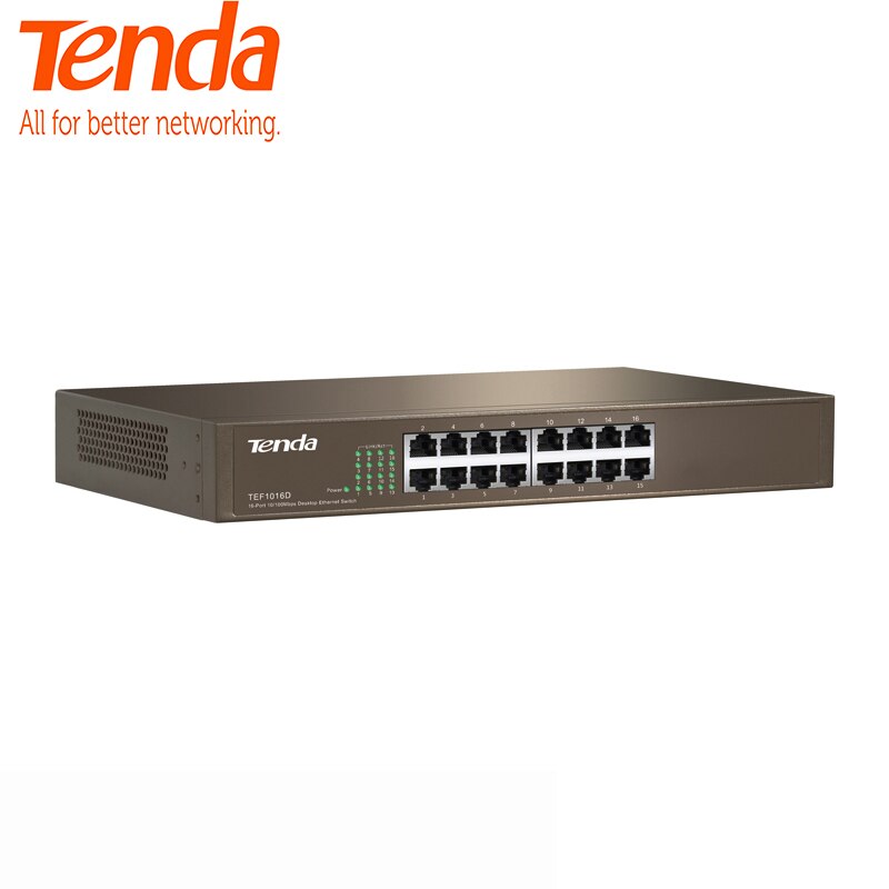 Tenda TEF1016D 16 Port 10/100 M 3.2 Gbps, Auto MDI/MDI-X, half/Full DuplexFast Enternet Netwerk Switch