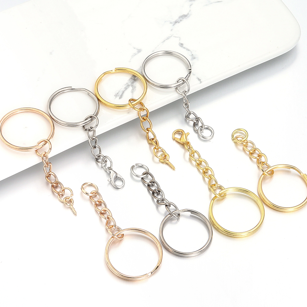 10 unids/lote llaveros de hierro llavero en blanco llavero con anilla dividida llavero anillos DIY hallazgos hacer accesorios de llavero
